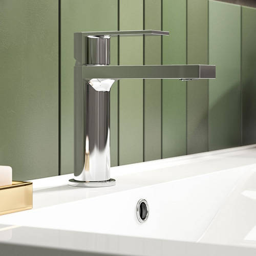 Example image of HR Sottile Mono Basin Mixer Tap With Push Button Waste (Chrome).