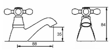 Technical image of Nuie Viscount Bath Taps (Pair, Chrome).