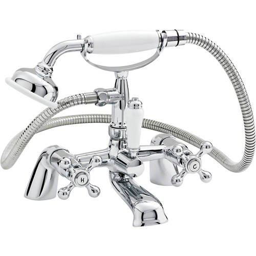 Larger image of Nuie Viscount Bath Shower Mixer Tap With Large Handset (Chrome).