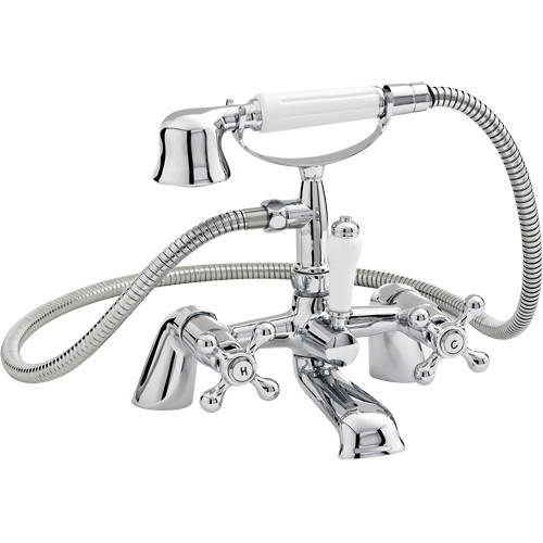 Larger image of Nuie Viscount Bath Shower Mixer Tap With Small Handset (Chrome).