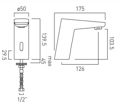 Technical image of Vado I-Tech Infra-Red Mono Basin Tap (Chrome).