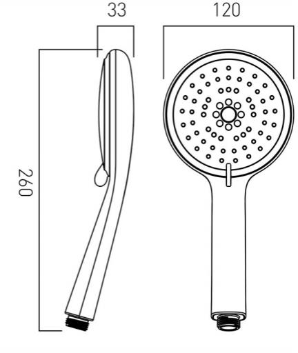 Technical image of Vado Handsets Ceres Multi Function Shower Handset.