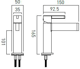 Technical image of Vado Edit Mono Basin Mixer Tap (Chrome).