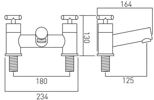 Technical image of Vado Elements Bath Filler Tap (Chrome).