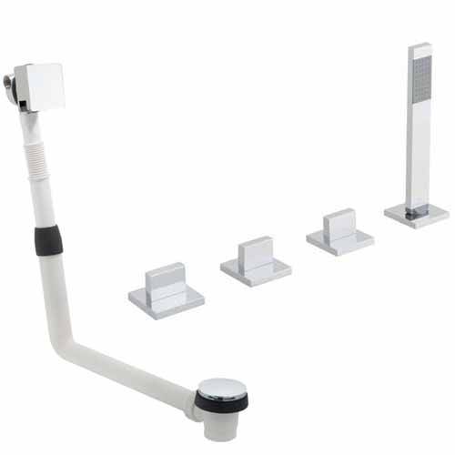 Larger image of Vado Geo 4 Hole Bath Shower Mixer & Bath Filler Overflow Waste (Chrome).