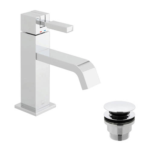 Larger image of Vado Geo Slimline Basin Mixer Tap With Universal Waste (Chrome).