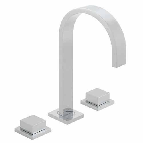 Larger image of Vado Geo Deck Mounted 3 Hole Basin Mixer Tap With Square Handles (Chrome).