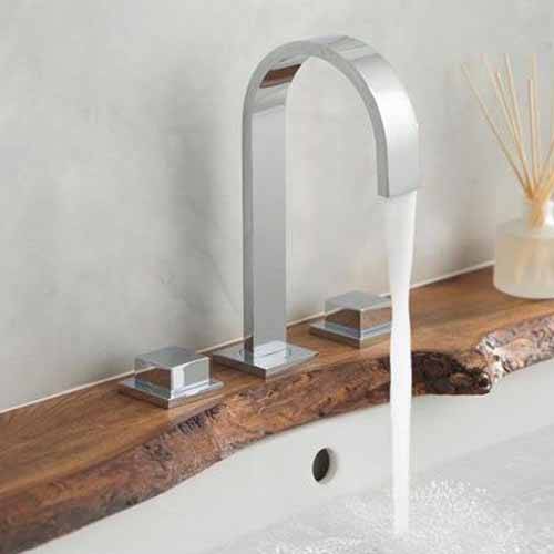 Example image of Vado Geo Deck Mounted 3 Hole Basin Mixer Tap With Square Handles (Chrome).