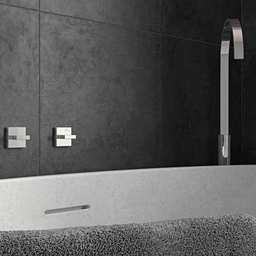 Example image of Vado Geo Floor Standing Bath Spout (Chrome).