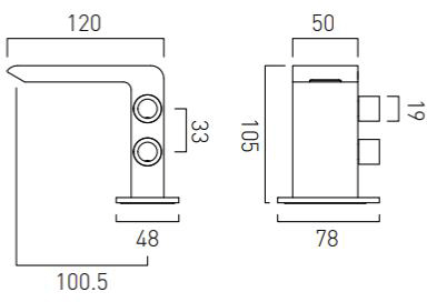 Technical image of Vado Omika Mini Mono Basin Mixer Tap (Chrome).