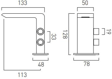 Technical image of Vado Omika Mono Basin Mixer Tap (Chrome).