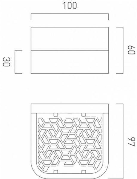 Technical image of Vado Omika Shelf With Geometric Insert 100mm  (Chrome).