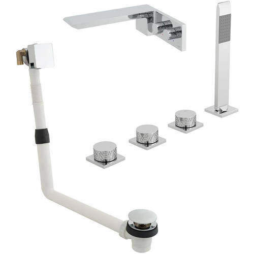 Larger image of Vado Omika 4 Hole Bath Shower Mixer Tap With Bath Filler Waste & Basin Tap.