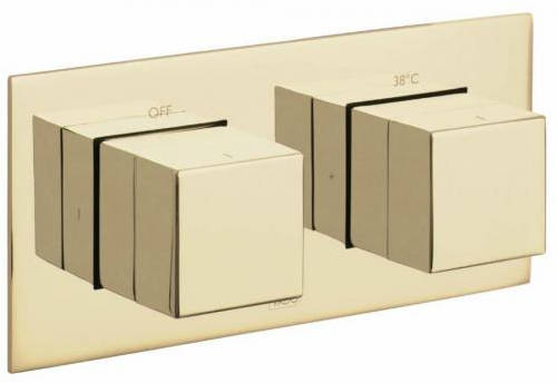 Larger image of Vado Notion Thermostatic Shower Valve With 2 Outlets (3/4" Polished Gold).