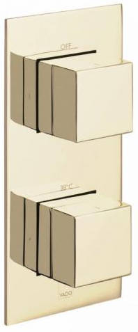 Larger image of Vado Notion Thermostatic Shower Valve With 2 Outlets (3/4" Polished Gold).