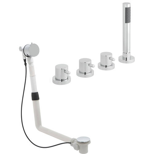 Larger image of Vado Zoo 4 Hole Bath Shower Mixer Tap With Kit & Bath Filler Waste (Chrome).