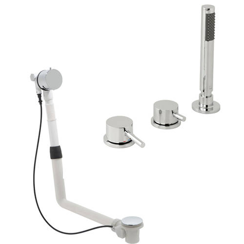 Larger image of Vado Zoo 3 Hole Bath Shower Mixer Tap With Kit & Bath Filler Waste (Chrome).