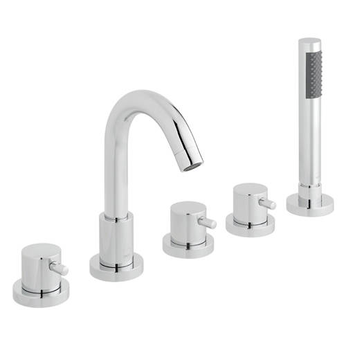 Larger image of Vado Zoo 5 Hole Bath Shower Mixer Tap With Spout & Kit (Chrome).