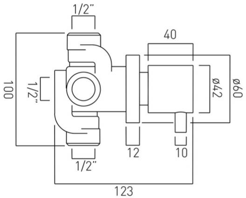 Technical image of Vado Zoo 2 Outlet Shower Diverter (Chrome).