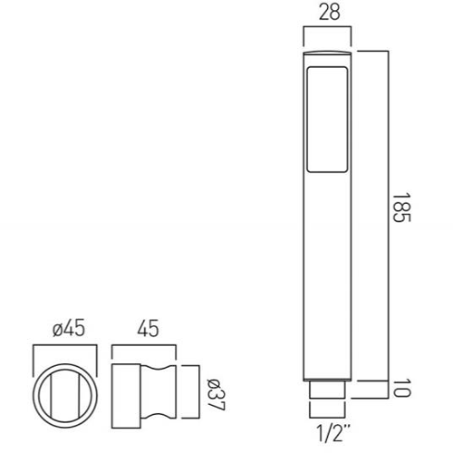 Technical image of Vado Mini Shower Kits Zoo Single Function Kit With Hose & Bracket.