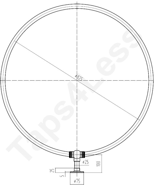 Technical image of Chrome Rails Round Shower Curtain Rail With Wall Bracket (Chrome).
